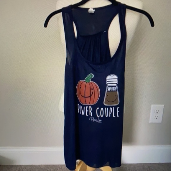 Pumpkin & Spice 🎃Power Couple Tank Top Size Large - Picture 1 of 4